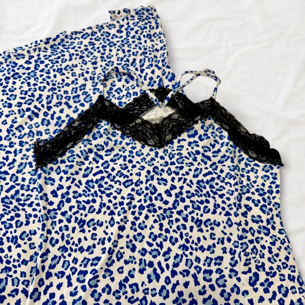 Culture Code blue animal print leopard lace maxi dress size Small